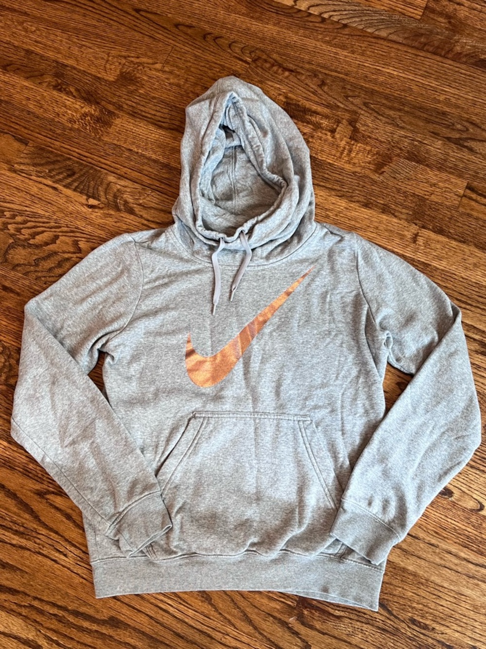 Nike Women’s Gray Hoodie Rose Gold Logo Size M